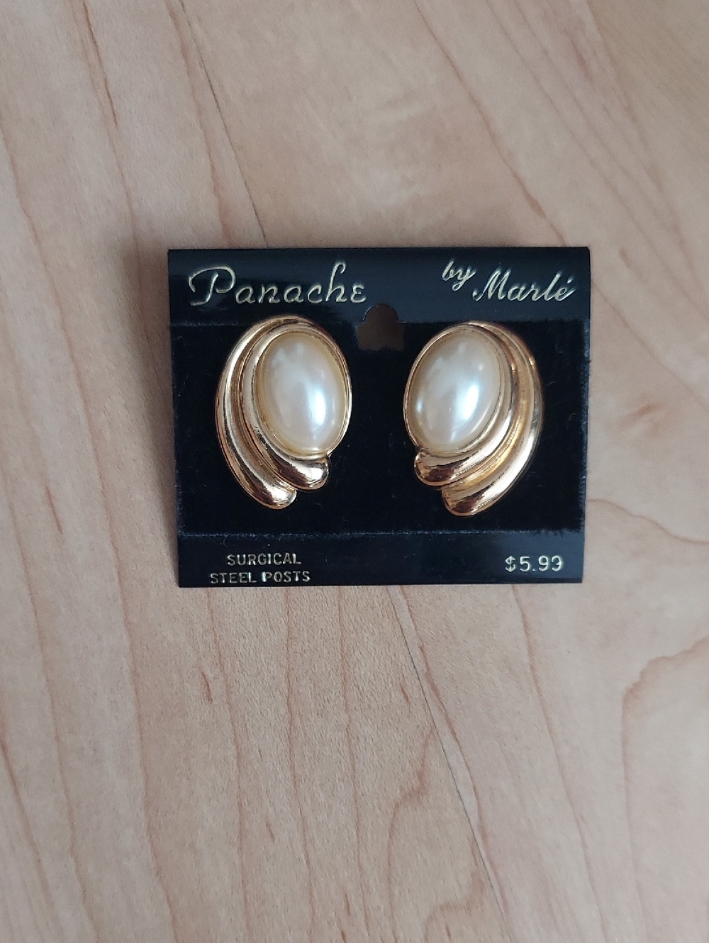 Panache by Marlé Vintage Faux Pearl Gold-Tone Earrings